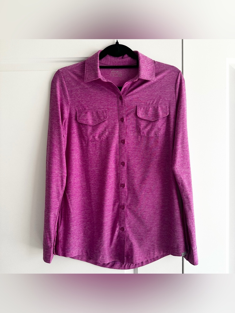 Eddie Bauer Heathered Hot Pink Purple Button Down Shirt